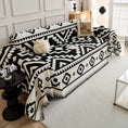Load image into Gallery viewer, Boho-Chic All-Season Sofa Cover; black-and-white geometric pattern, pet-proof couch protector
