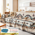 Load image into Gallery viewer, Extra Large Sofa Cover; stretchable furniture protector in beige with blue geometric print.

