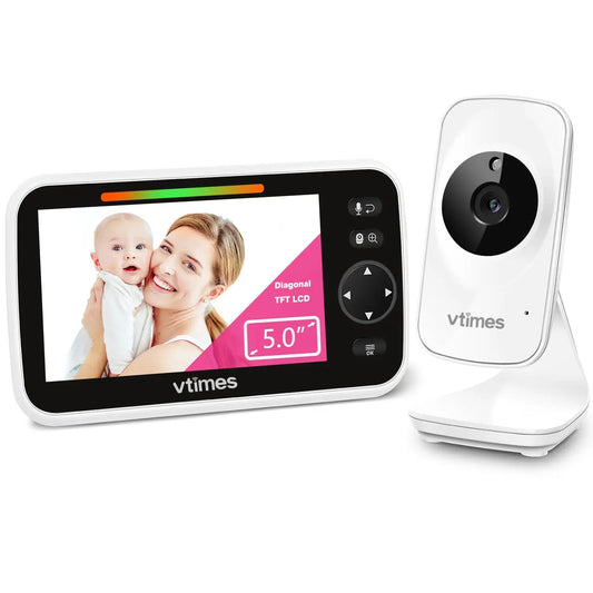 VTimes Video Baby Monitor with Camera and Audio No WiFi 5" LCD Screen Two-Way Audio Baby Camera Monitor Night Vision1000ft Range 2X Zoom Temperature Display Lullabies for Baby Elderly Pet - from For Animals, With Love