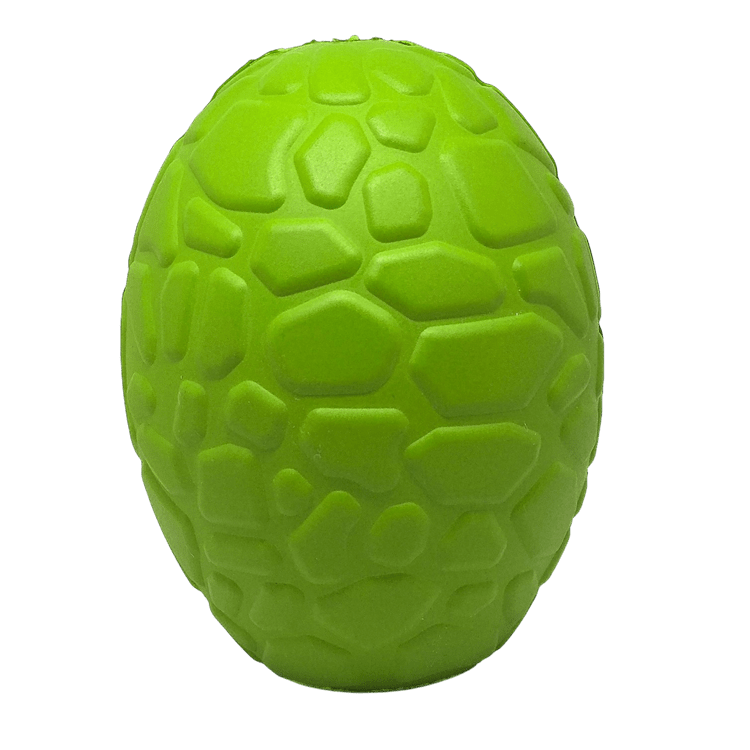 SodaPup Dinosaur Egg rubber dog toy and treat dispenser in green