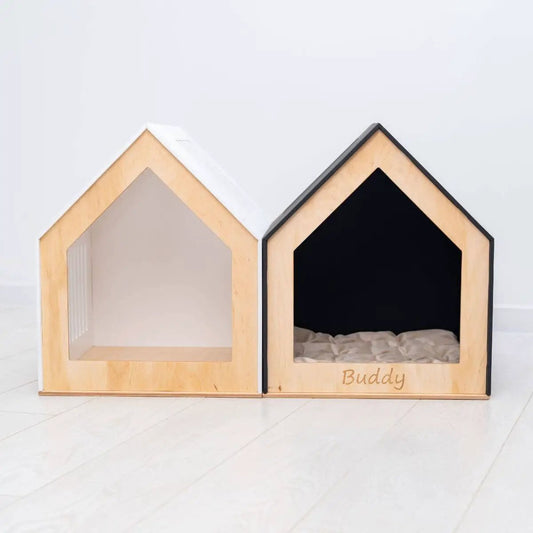 PawComforts Premium Dog House Bed With Soft Hypoallergenic Cushion For Indoor Wooden Abode Rest by Enjoy The Wood