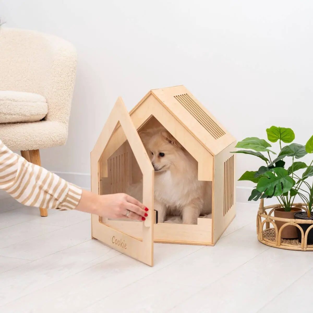 Neutral Natural Material Small Indoor Dog House Secure Pet Retreat Fits Any Home Decor Private Sanctuary Space by Enjoy The Wood
