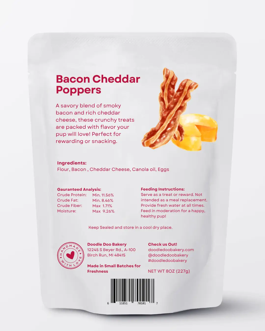 🥓 Homemade Dog Treats -  Bacon Cheddar Poppers Treat 1/2lb