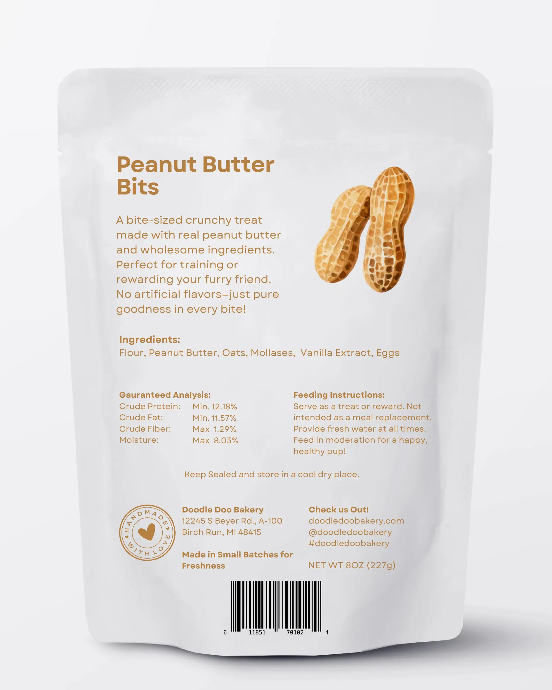 Homemade Dog Treats - 🥜 Peanut Butter Bits Dog Biscuits 1/2lb
