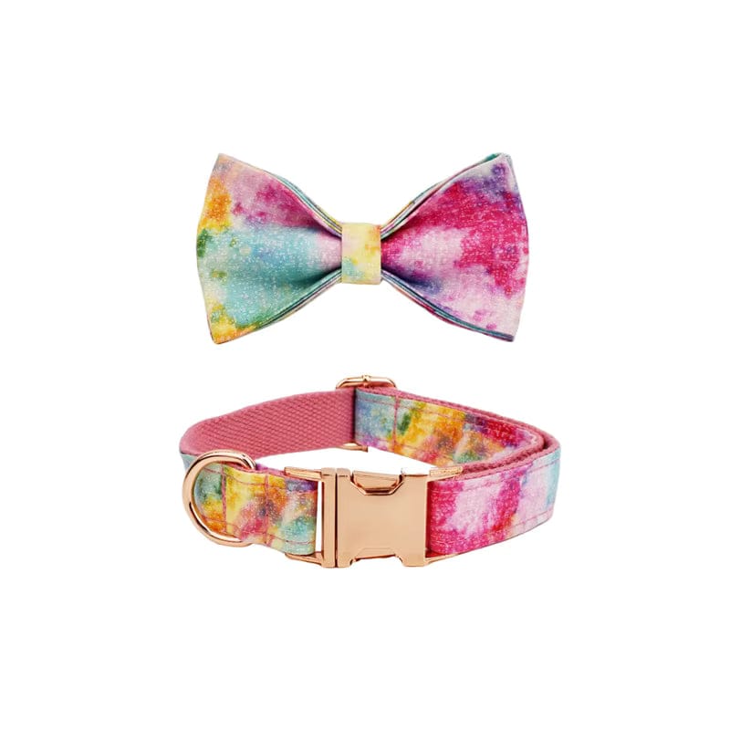 Premium Dreamy Rainbow Print Set Complete Three Piece Dog Harness Collar Leash Collection by DDPaws