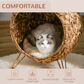 Load image into Gallery viewer, Cozy Elevated Cat Bed by Doba handcrafted woven brown cat condo with soft cushion
