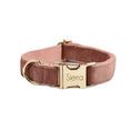 Carica l'immagine nel visualizzatore della galleria, Dusty Pink Velvet Dog Harness And Leash Set Custom Engraved No Pull by DDPaws
