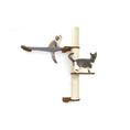 Bild in Galerie-Betrachter laden, The Crow's Nest wall cat scratcher with hammock; beige rope post, wood platforms, Catastrophic Creations, two kittens.
