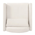 Load image into Gallery viewer, Beige pet-friendly accent chair with soft fabric upholstery and rounded arms.
