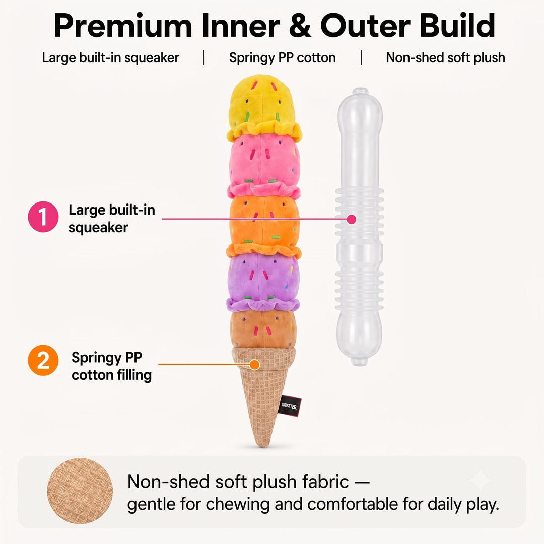 Ice cream toy squeaker and filling diagram