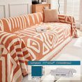 Load image into Gallery viewer, Couch cover by topspet in Bohemian chenille, extra-long, orange and cream geometric pattern, anti-dog-scratch
