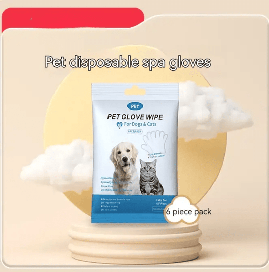 Premium Pet Cleaning Gloves And Safe Hygiene Wipes Kit For Dogs Cats by For Animals, With Love