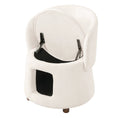 Load image into Gallery viewer, Beige fabric-upholstered pet-friendly chair with a hidden built-in pet nook
