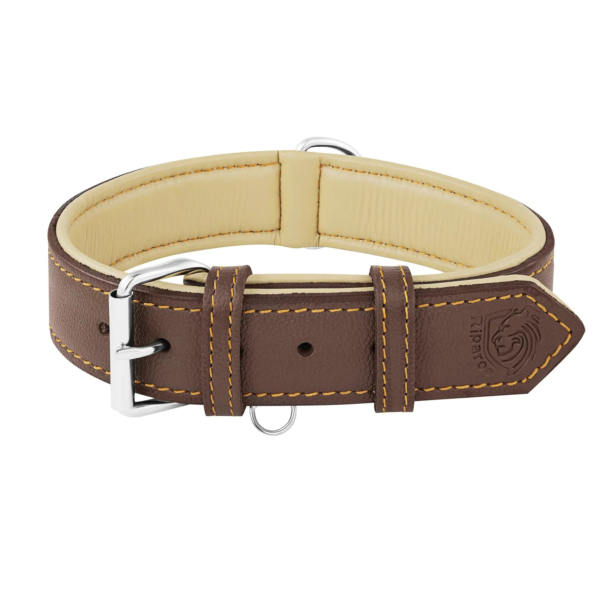 Riparo Leather Dog Collar Extra Large Dog Collar 2 Inch Dog Collar for Large Dog Breeds (XXL Brown) - from For Animals, With Love