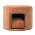 Load image into Gallery viewer, Orange pet-friendly ottoman with removable pet cushion and textured fabric

