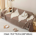 Load image into Gallery viewer, Chenille sofa cover for a three-seat sofa with brown pattern; soft, non-slip universal protector.
