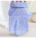 Load image into Gallery viewer, Dog shirt blue and white striped; For Animals, With Love breathable pet apparel for small to medium dogs.
