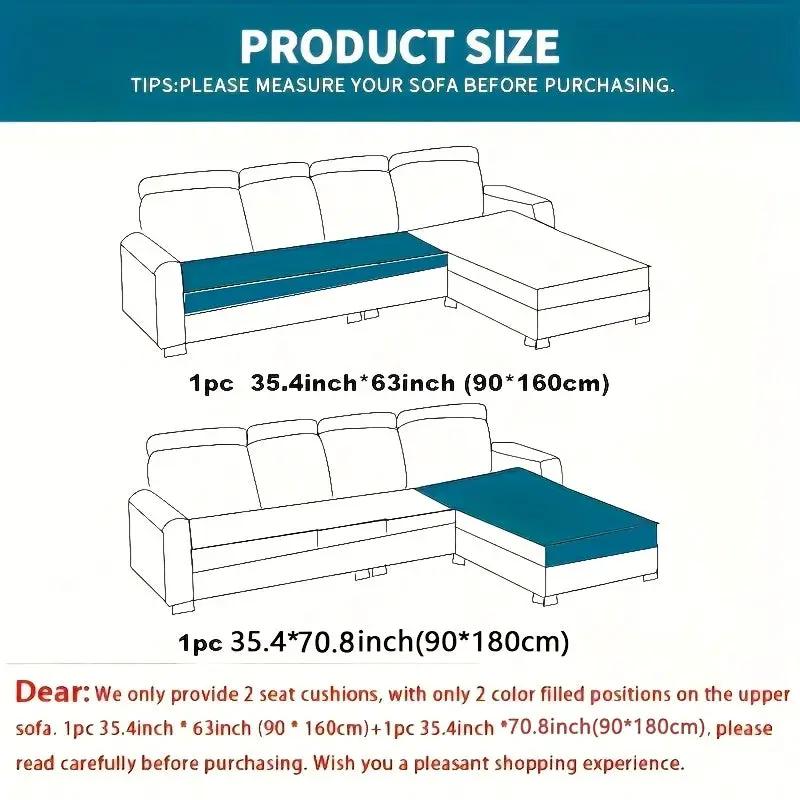 topspet L Shape Couch Cover, heavy-duty waterproof green sofa protector for dogs, shown in two size layouts.