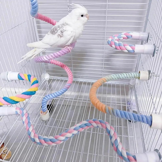Aurora Featherz Gradient Bird Rope Perch Stand For Cage Accessories by Sell My Stuff