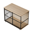 Charger l'image dans la visionneuse de la galerie, Large wooden dog crate furniture with removable tray and secure doors, Sangria Beech finish, black metal frame.

