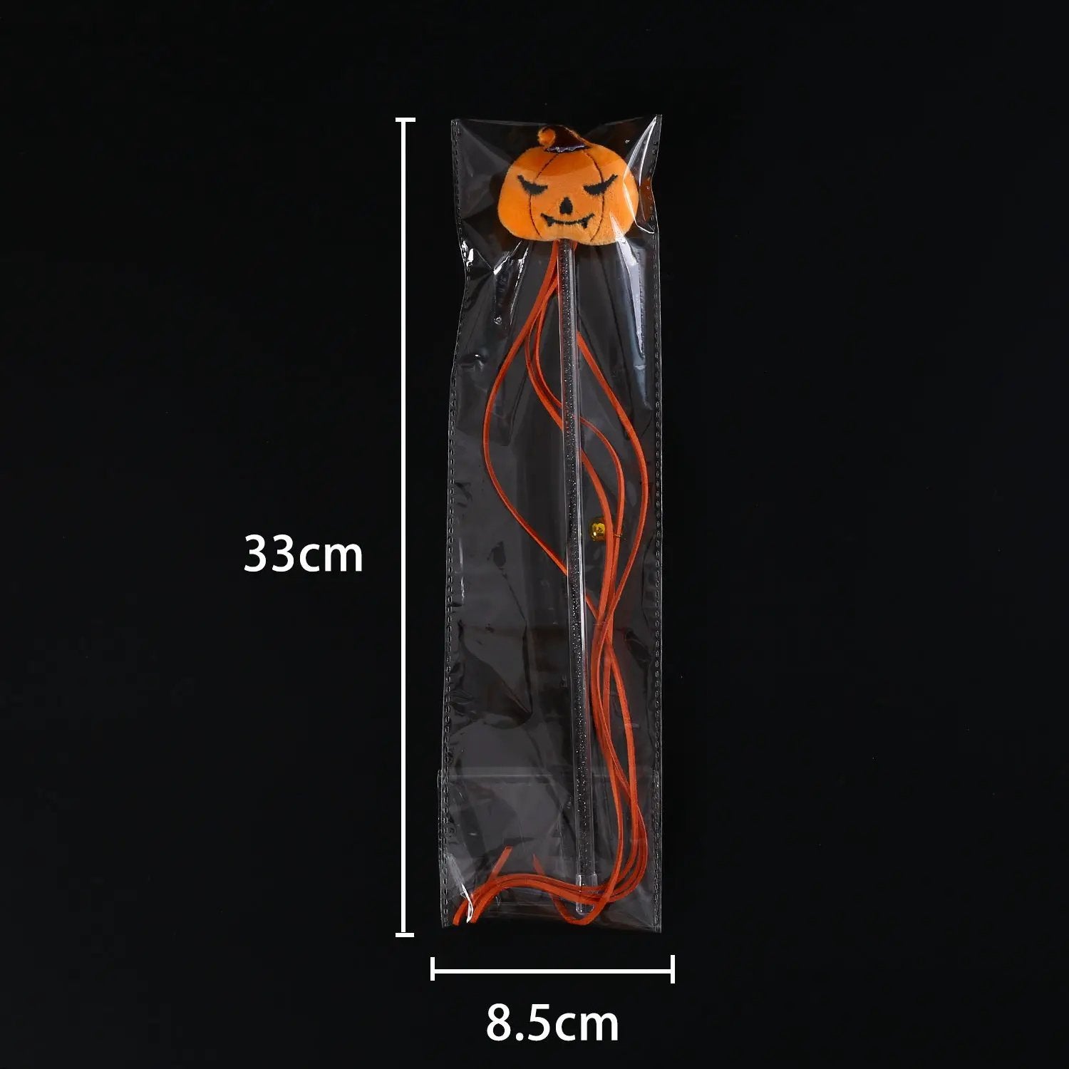 Halloween Cat Teaser Stick by Pet Zen with orange pumpkin plush head and tassels