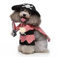 Gallery viewerに画像を読み込む, Pet Zen dog pirate cosplay outfit with red striped tunic and black pirate hat
