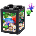 Load image into Gallery viewer, Small Betta Fish Tank Mini Fish Tank Row Aquarium Stackable Cube Tank with Fish Tank Decor Ant Feeding Case Mini Reptile Row Box3.54inch x 3.54inch x 4.33inch (Black) - from For Animals, With Love
