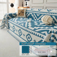 Load image into Gallery viewer, topspet Boho-Chic all-season sofa cover in blue and white geometric pattern
