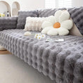 Load image into Gallery viewer, Molly Mutt Couch Cover by topspet in gray plush fabric, non-slip sofa protector
