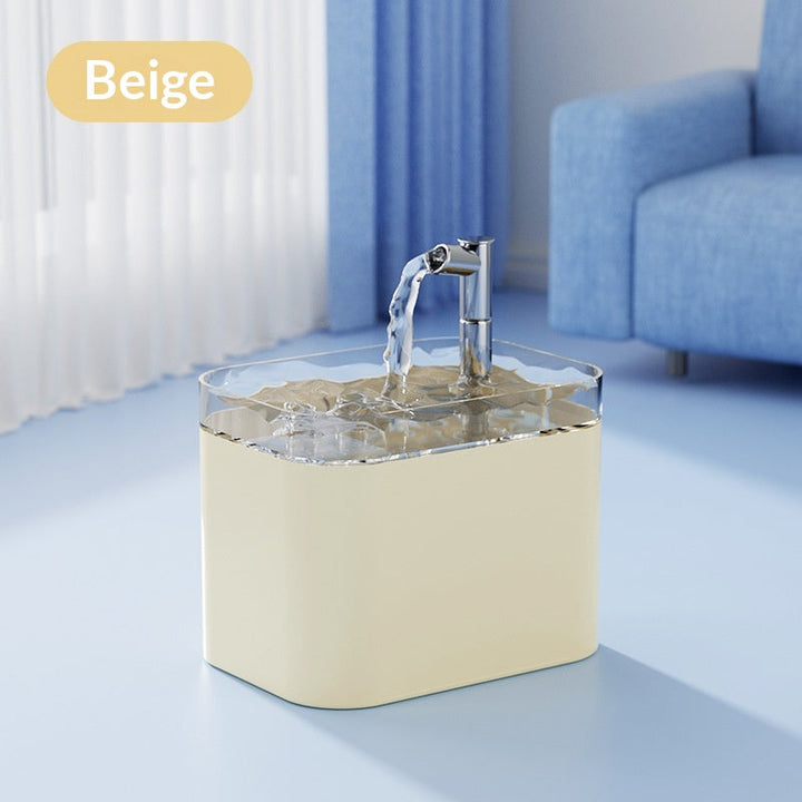Beige standard fountain with faucet spout