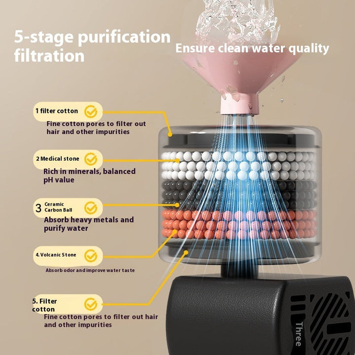 Exploded fountain filter and pump illustration