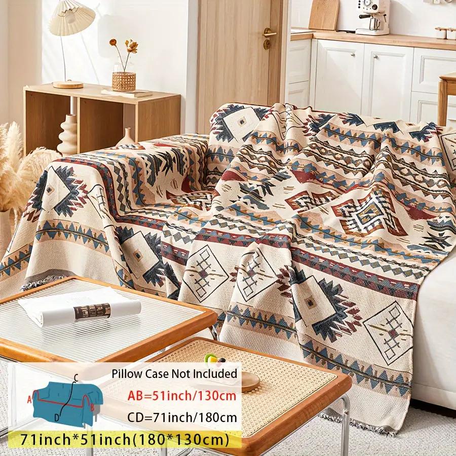 Extra Large Sofa Cover by topspet stretchable furniture protector in beige geometric Aztec print for couches and chairs