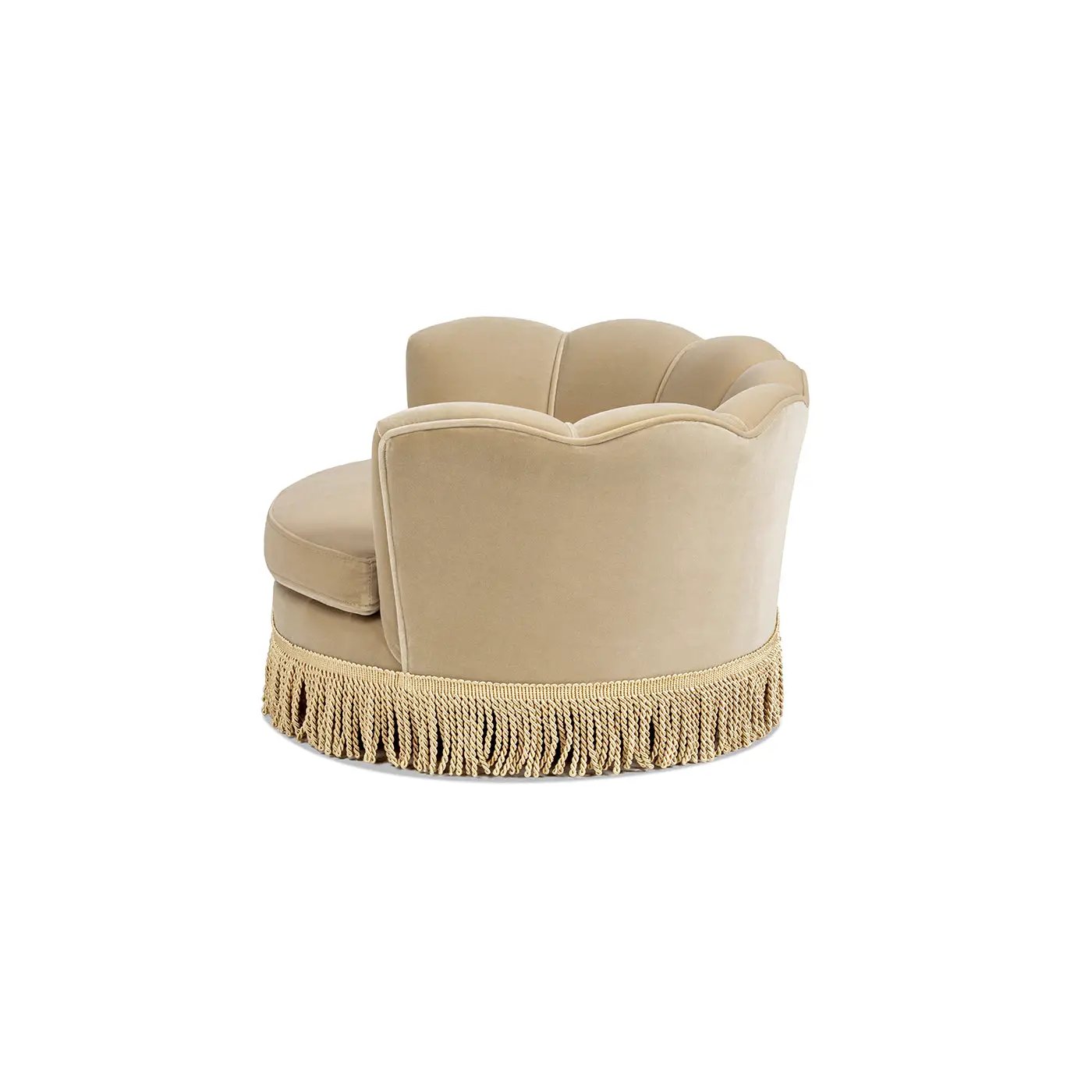 Clara 34.5-inch Scalloped Pet Sofa Bed, Medium, Fawn with fringe trim by Home Furnishers