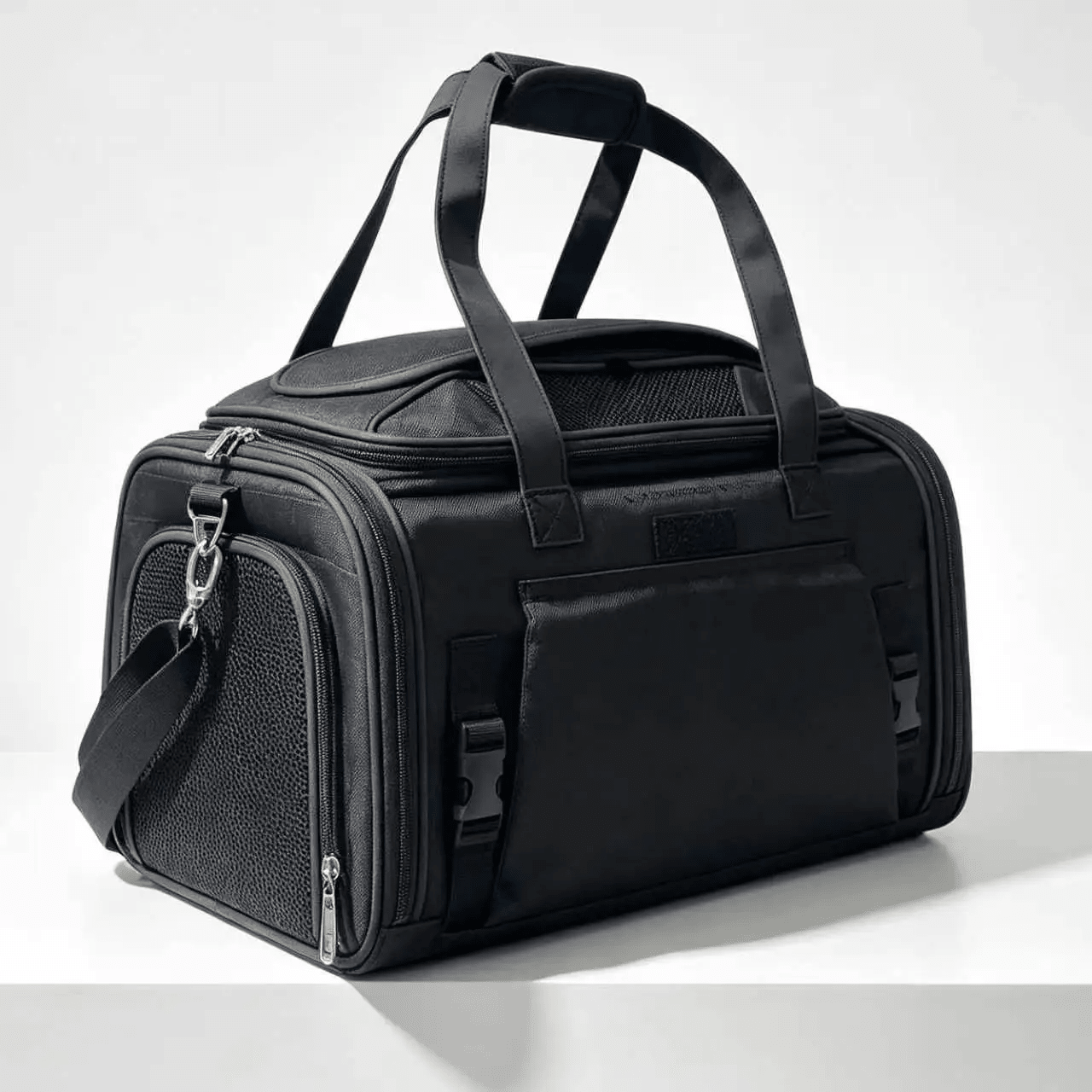 Mr. Peanut's Gold Series Mini Expandable V3.0 Pet Carrier, black air-travel approved carrier with dual handles