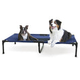 Load image into Gallery viewer, K&H Elevated Dog Bed by Jeffers, blue fabric with metal frame; two dogs on bed
