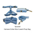 Load image into Gallery viewer, Luxury Blue Velvet Custom Dog Harness Set No Pull Sleek Hardware by DDPaws
