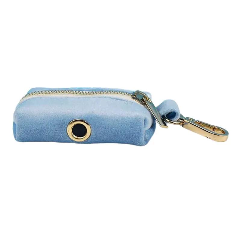 Luxury Blue Velvet Custom Dog Harness Set No Pull Sleek Hardware by DDPaws
