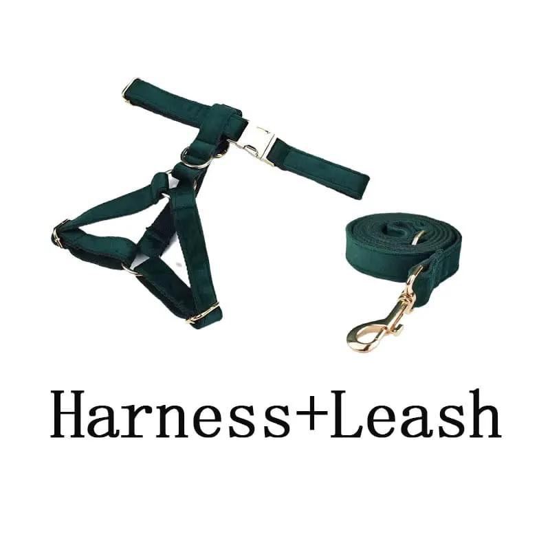 PawLuxe Green Velvet Set Custom No Pull Harness Medium And Large by DDPaws