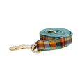 Load image into Gallery viewer, Autumn Blue Plaid Custom No Pull Dog Harness Collar Leash Bow Tie Set With Waste Bag Holder by DDPaws
