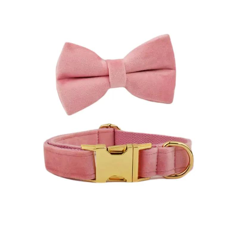 Pink Velvet Dog Harness And Leash Set Personalized Soft Durable Fit by DDPaws