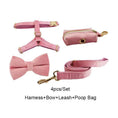 Load image into Gallery viewer, Pink Velvet Dog Harness And Leash Set Personalized Soft Durable Fit by DDPaws
