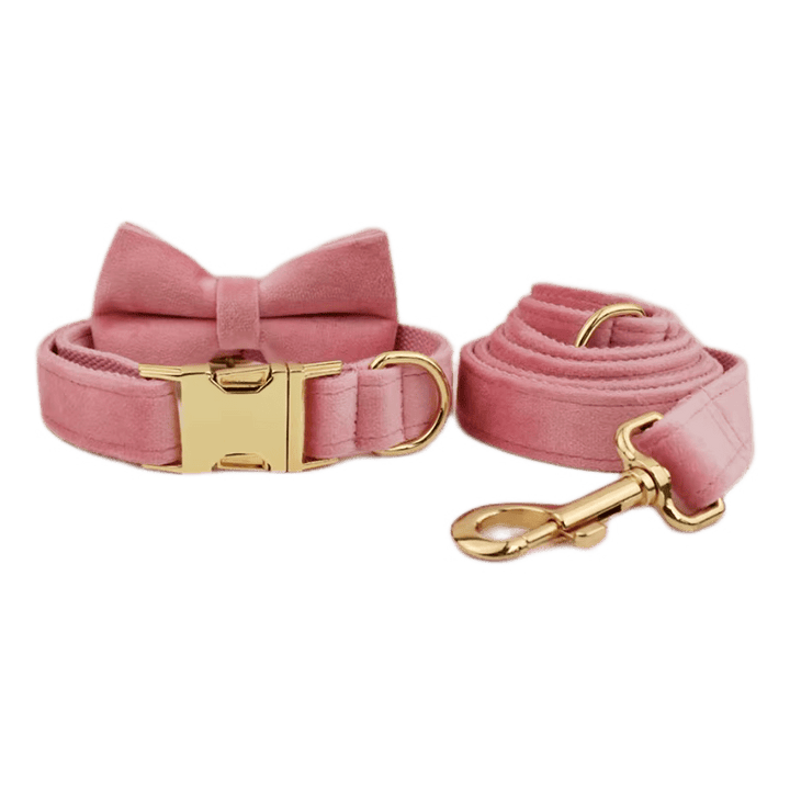 Pink Velvet Dog Harness And Leash Set Personalized Soft Durable Fit by DDPaws