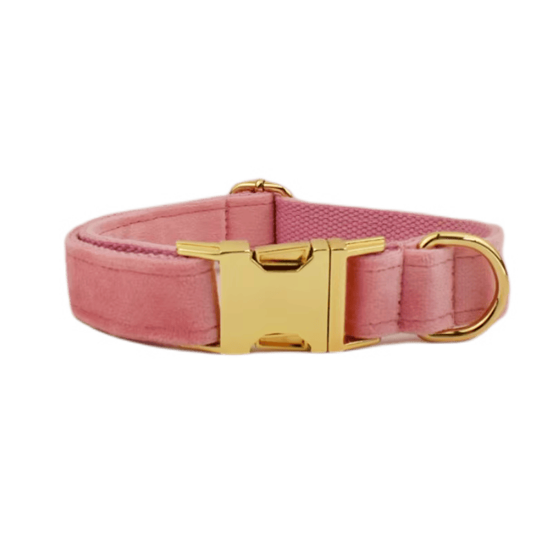 Pink Velvet Dog Harness And Leash Set Personalized Soft Durable Fit by DDPaws