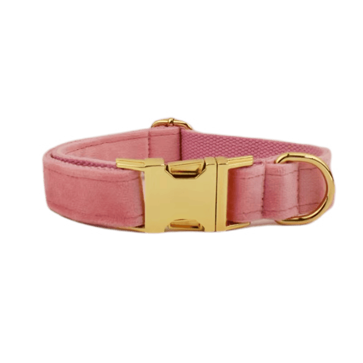 Pink Velvet Dog Harness And Leash Set Personalized Soft Durable Fit by DDPaws
