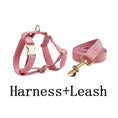 Load image into Gallery viewer, Pink Velvet Dog Harness And Leash Set Personalized Soft Durable Fit by DDPaws
