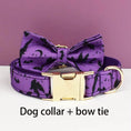 Load image into Gallery viewer, Luxe Pet Gear Halloween Classic Violet Print No Pull Harness With Matching Collar Leash And Bow Tie Set by DDPaws
