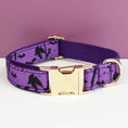 Load image into Gallery viewer, Luxe Pet Gear Halloween Classic Violet Print No Pull Harness With Matching Collar Leash And Bow Tie Set by DDPaws
