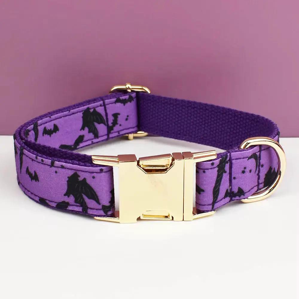 Luxe Pet Gear Halloween Classic Violet Print No Pull Harness With Matching Collar Leash And Bow Tie Set by DDPaws