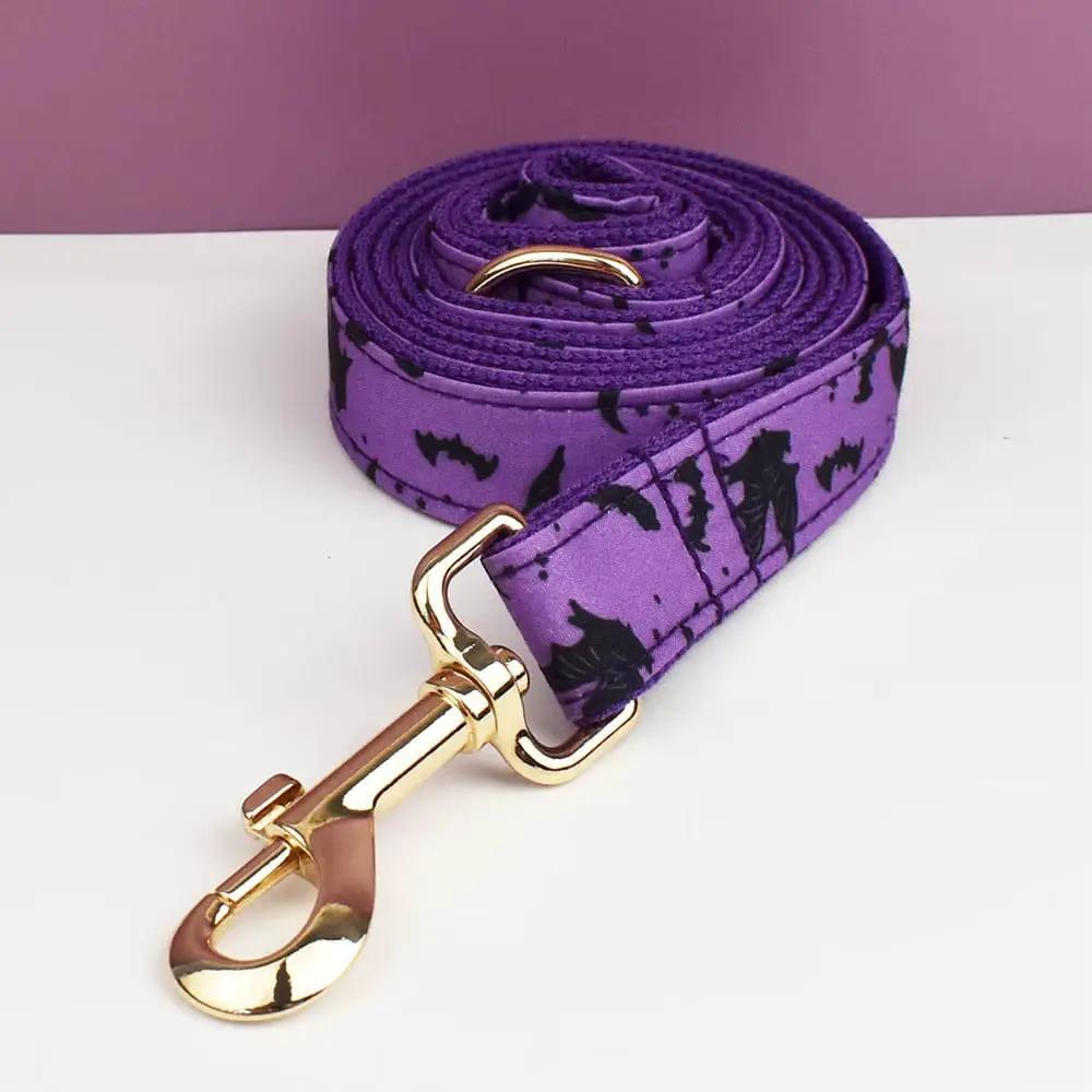 Luxe Pet Gear Halloween Classic Violet Print No Pull Harness With Matching Collar Leash And Bow Tie Set by DDPaws