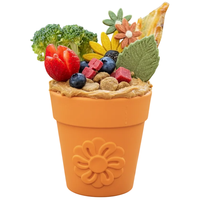 SodaPup Flower Pot rubber eCup dog treat dispenser in green